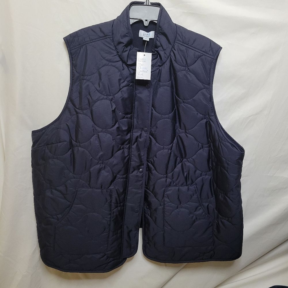 NEW 4X NAVY BLUE QUILTED SNAP VEST W/ POCKETS WOMEN'S CROFT BARROW NWT